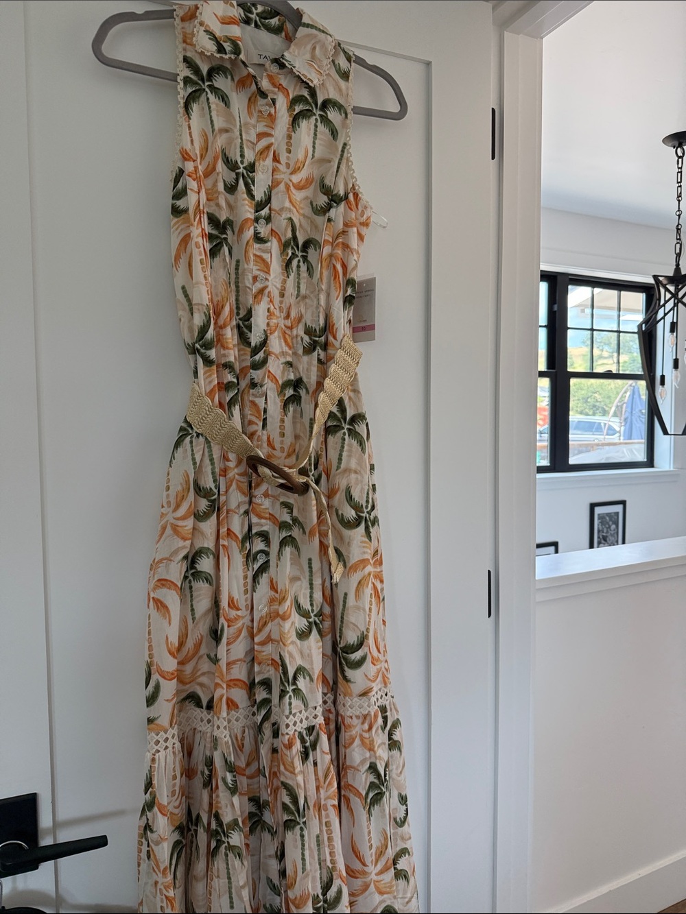Taylor Tropical Collared Sleeveless Maxi Dress - Beige, Green, Orange